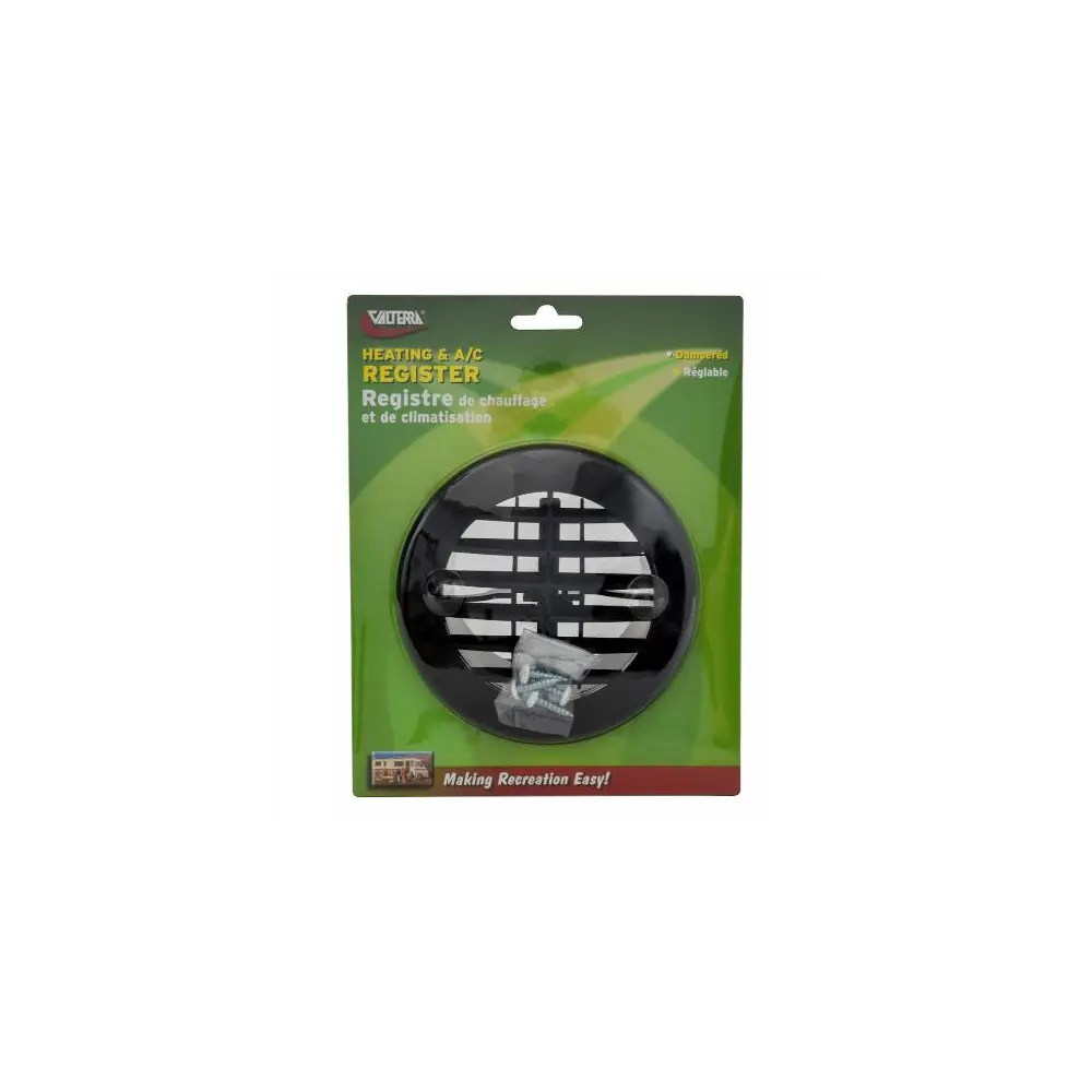 Round Heating & A/C Register w/ Damper - Black - VALA10-3353VP